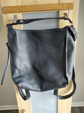 All Saints Navy Pebbled Leather Shoulder Bag Purse/Backpack